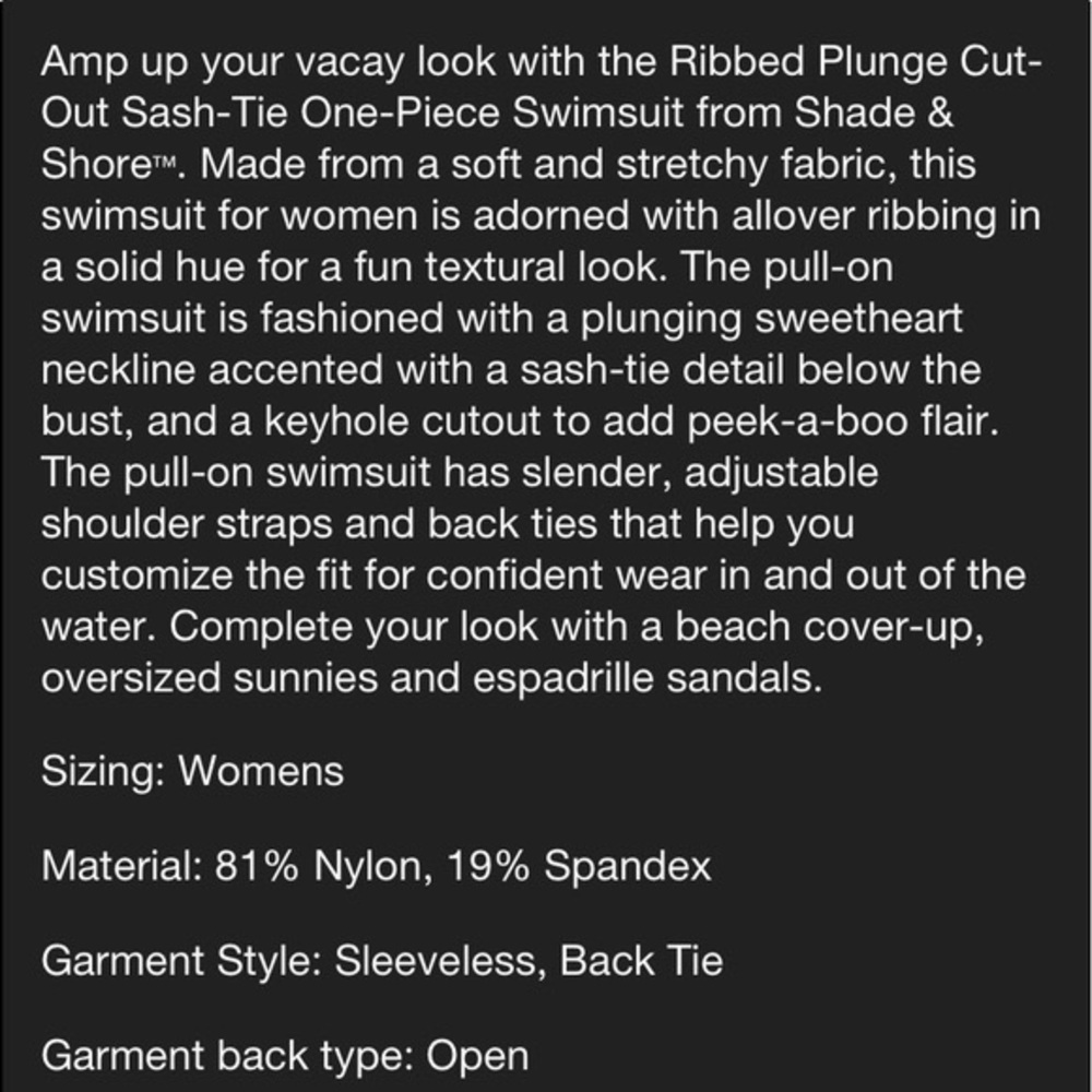 Ribbed Cut-Out Green Plunge Neckline Sash Tie Swimsuit Shade And Shore Sz Medium - Picture 8 of 10